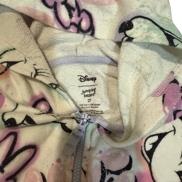 Minnie Mouse Girls Graffiti Streetwear Zip Up Hoodie Size 2T - Picture 2 of 3
